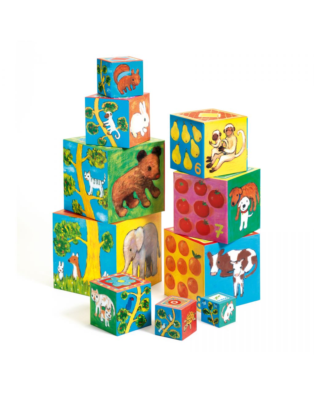 10 cubi sovrapponibili in cartone 'i miei amici' - djeco - Djeco