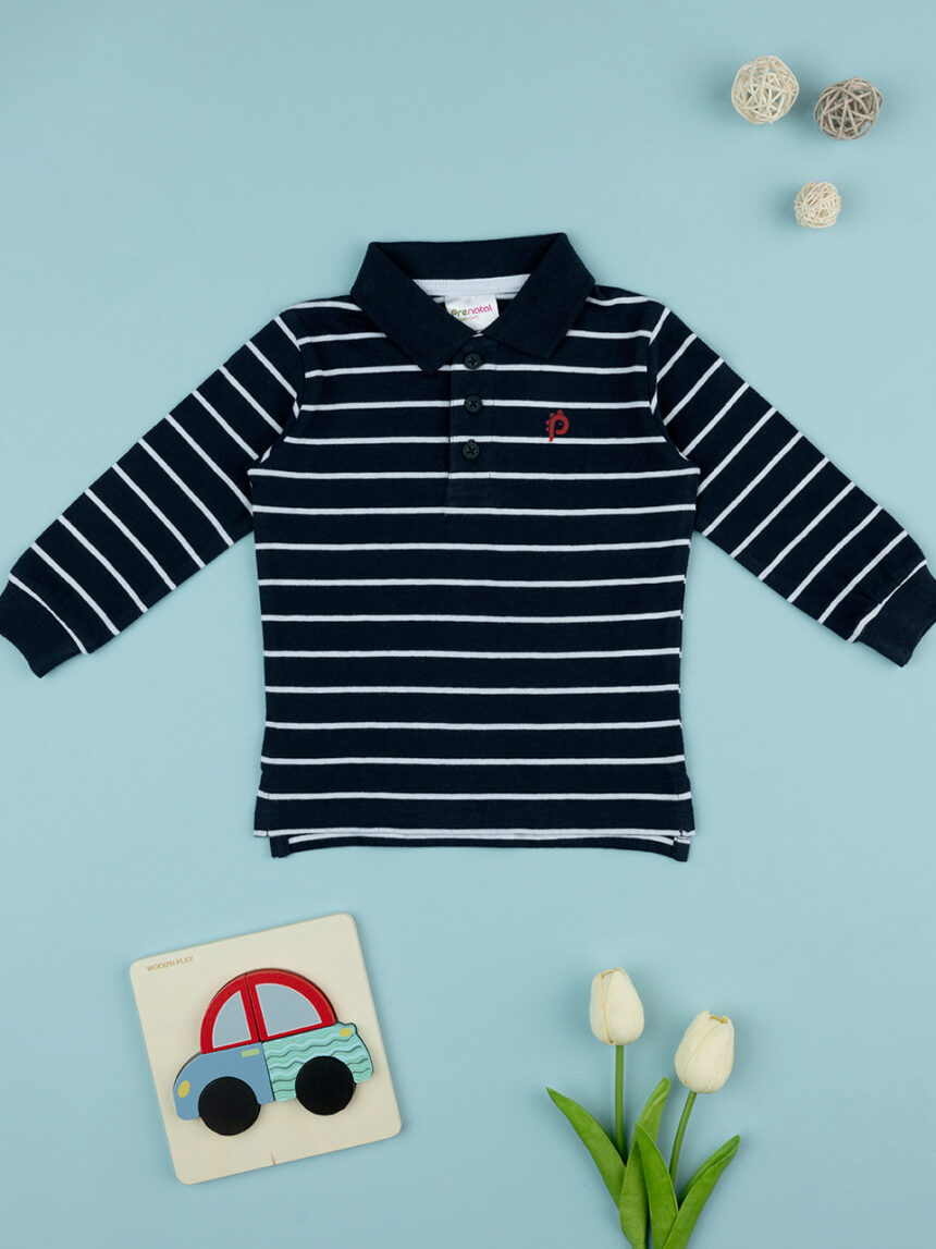 Polo bimbo rigata blu - Prénatal