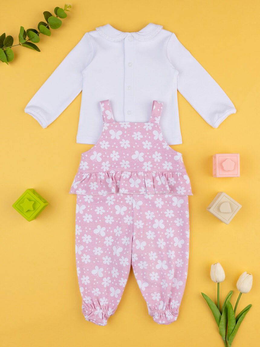 Completo bimba salopette rosa - Prénatal