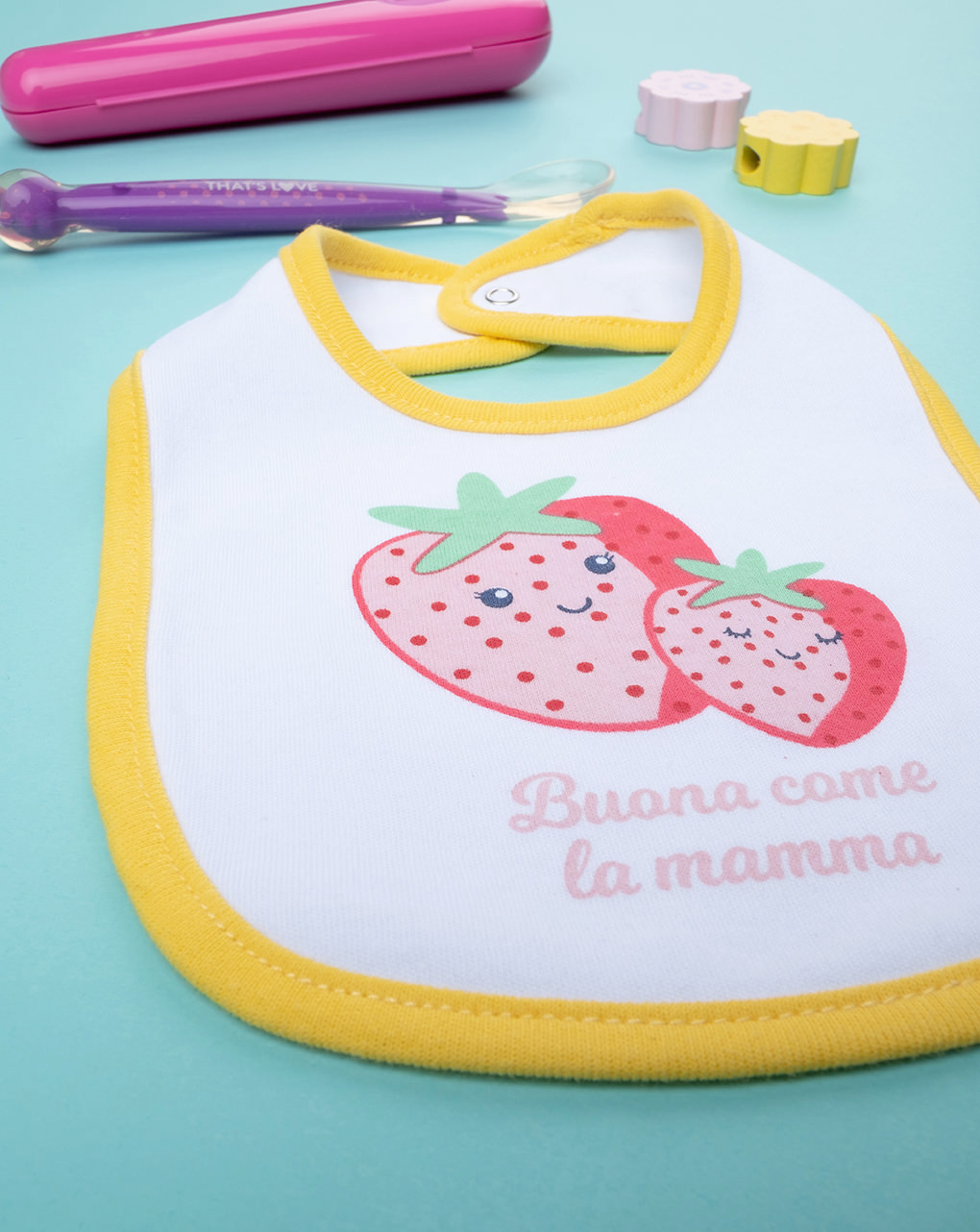 Bavaglino bimba "fragola" rosso/giallo - Prénatal