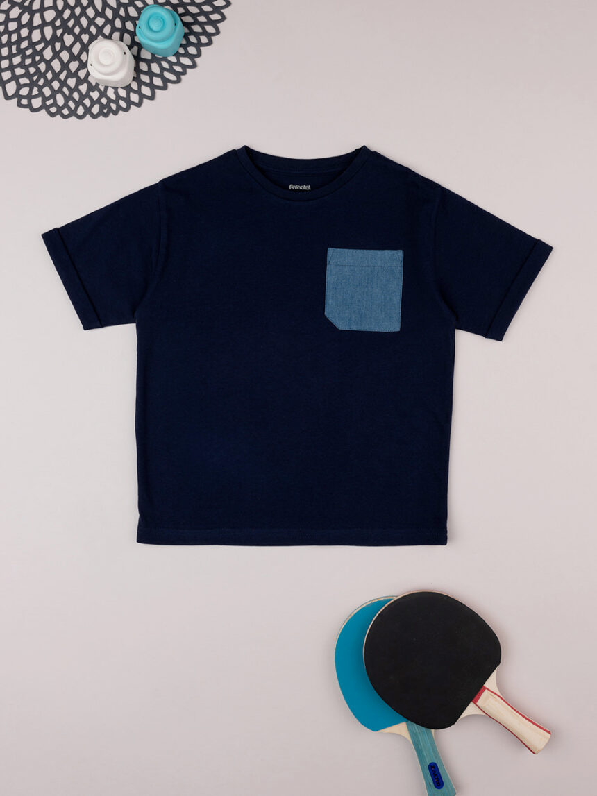 T-shirt bimbo blu fake taschino - Prénatal