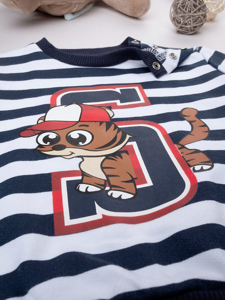 Maglia french terry bimbo rigata bianco/blu - Prénatal