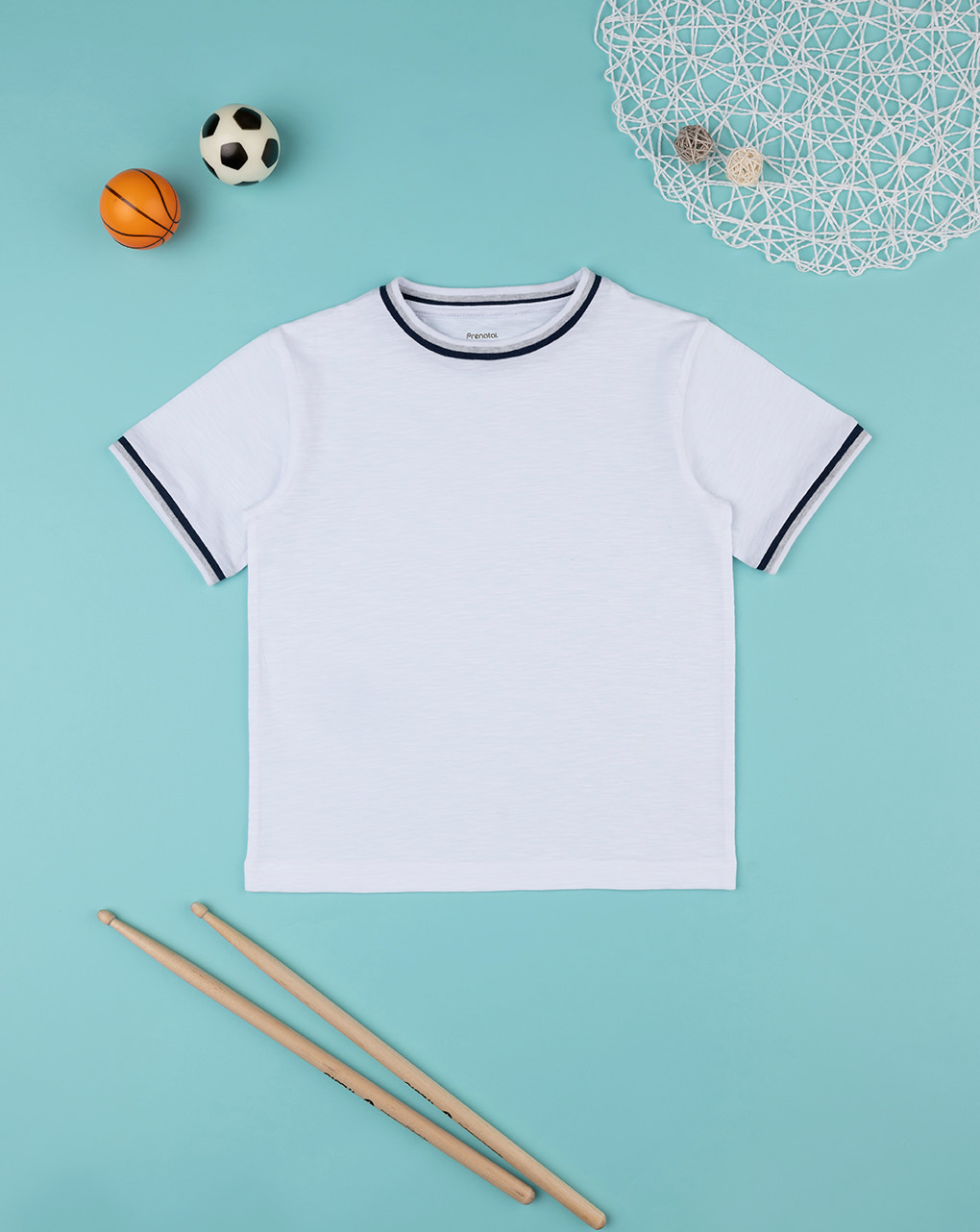 T-shirt bimbo bianca/blu