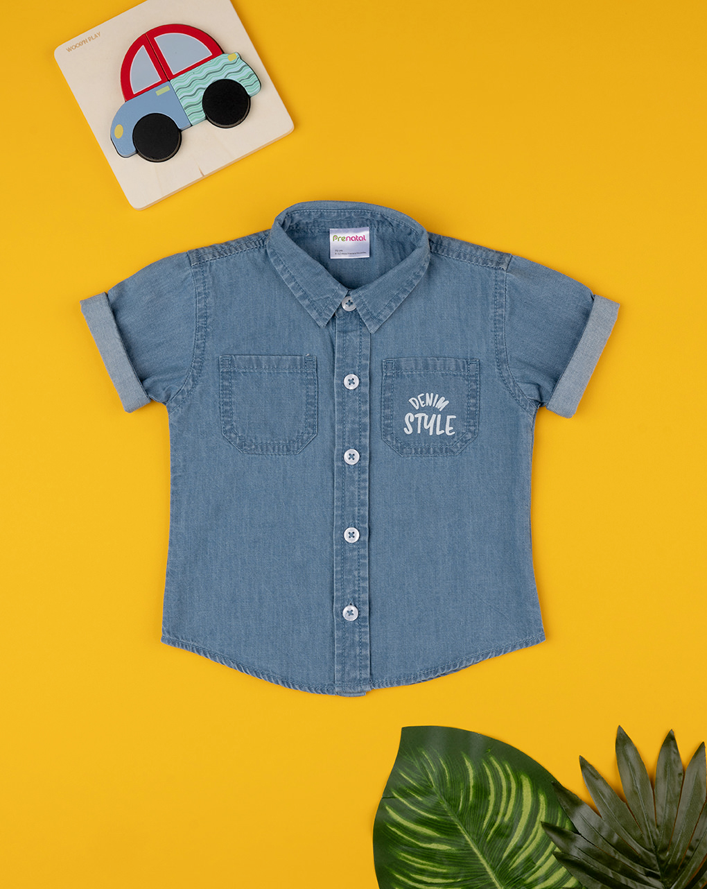 Camicia chambry bimbo blu denim - Prénatal