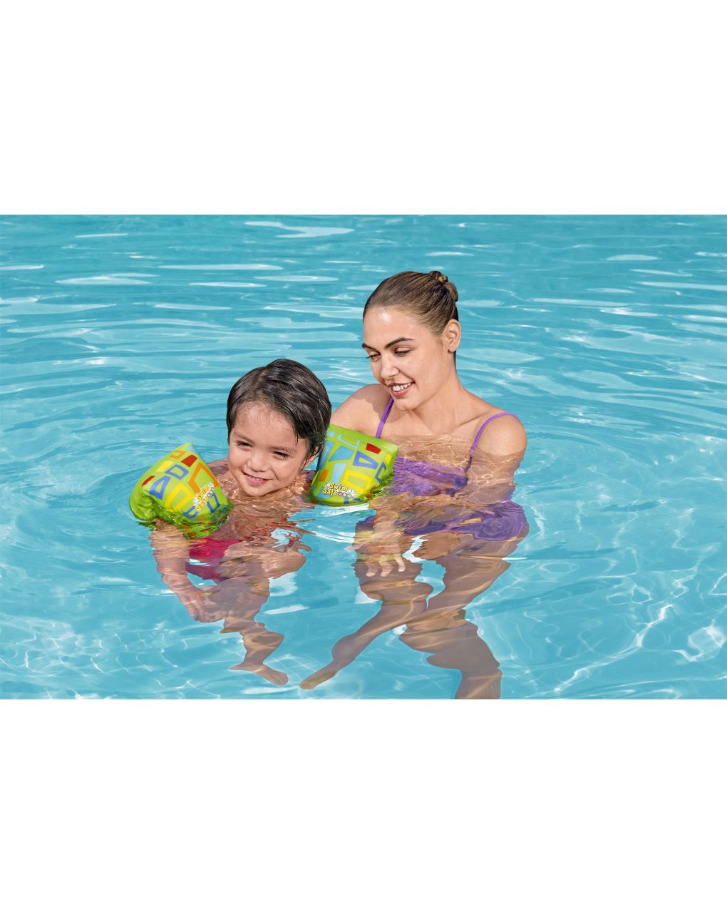 Braccioli in tessuto swim safe abc™ aquastar™ 38x14 cm. chiusura regolabile misura s/m - 2 colori assortiti - bestway