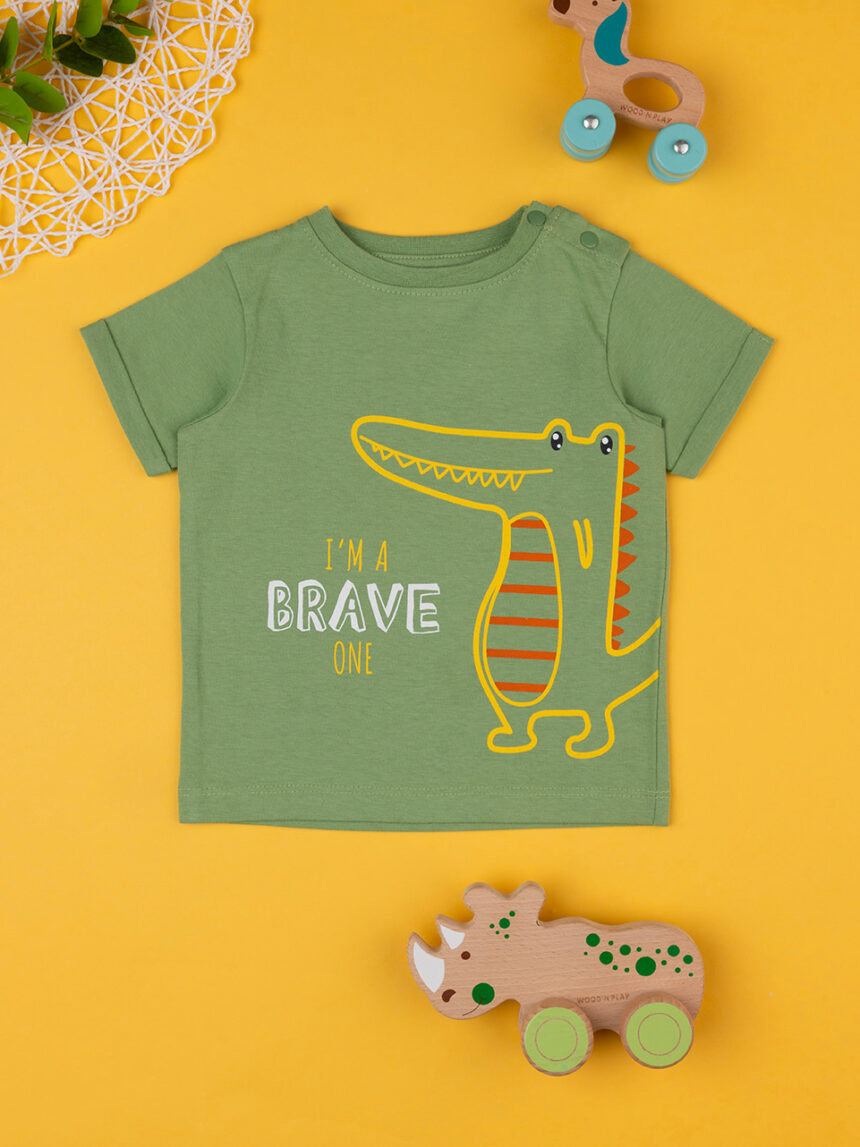 T-shirt bimbo verde "dinosauri" - Prénatal