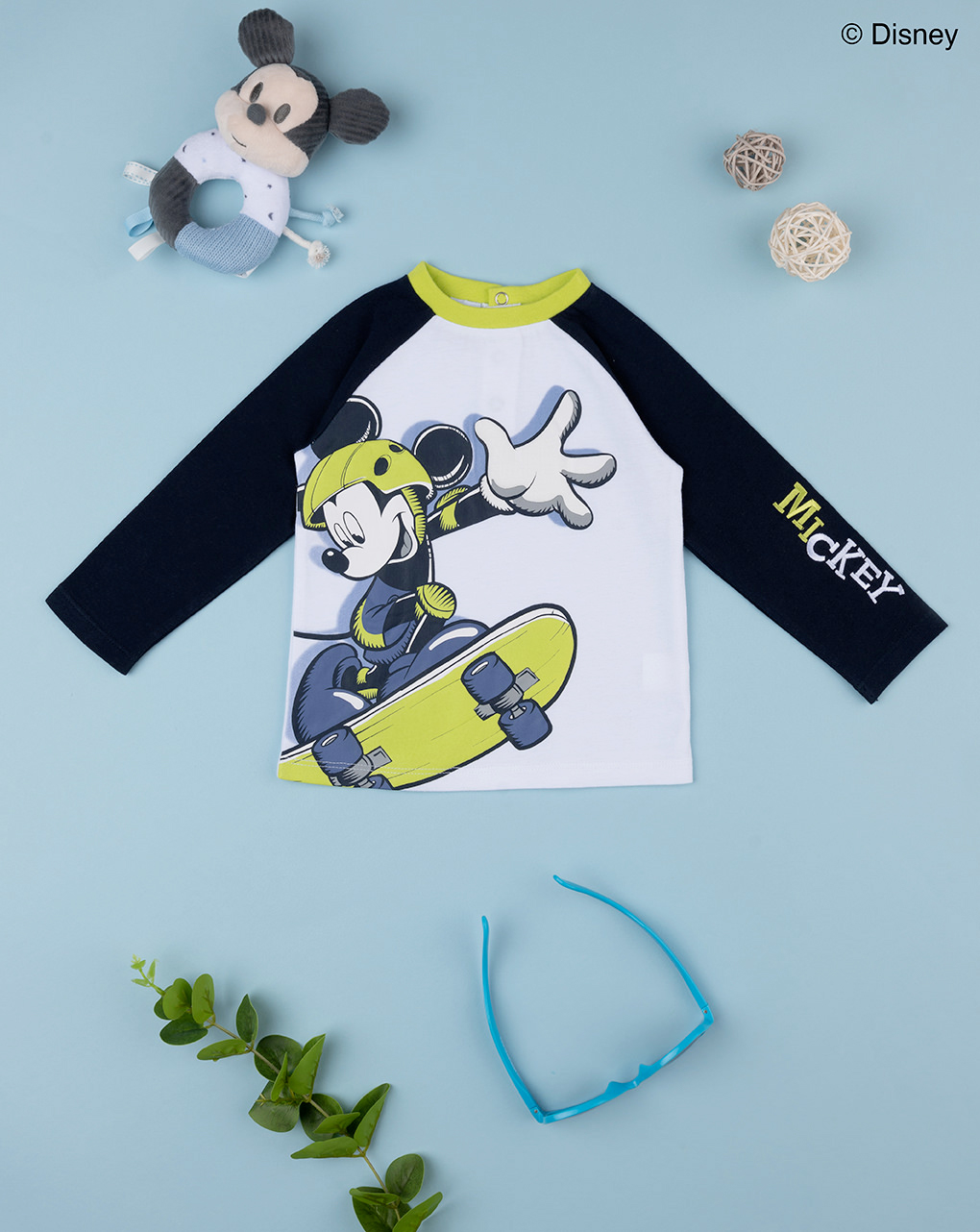 T-shirt bimbo "mickey mouse" nera/gialla - Prénatal