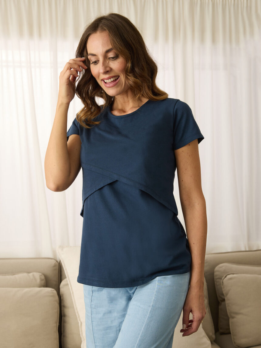 T-shirt premaman allattamento blu scuro - Prénatal