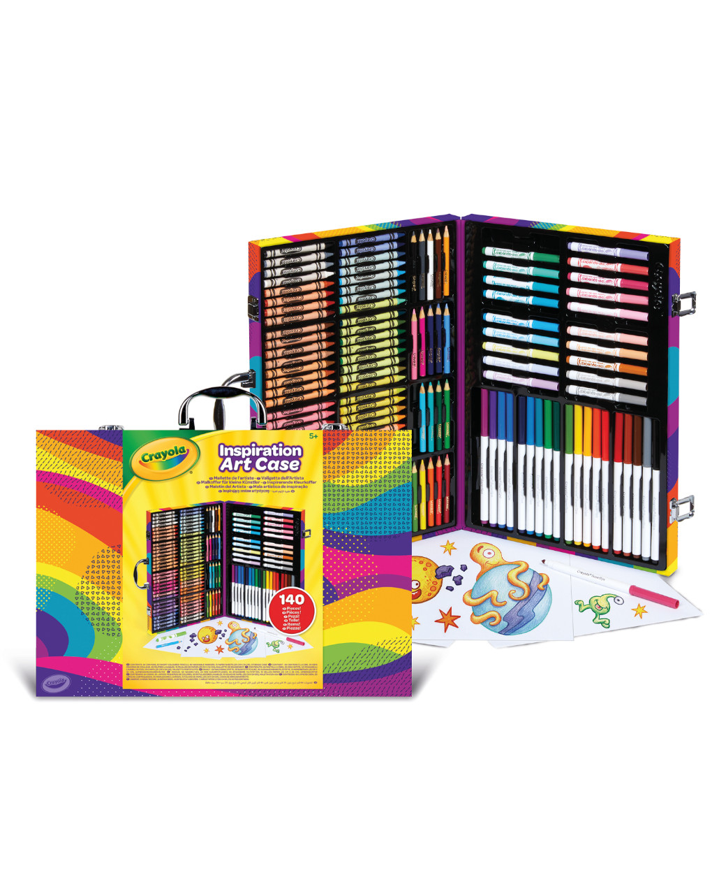 Valigetta arcobaleno 140 pezzi con pennarelli pastelli e matite colorate - crayola - Crayola