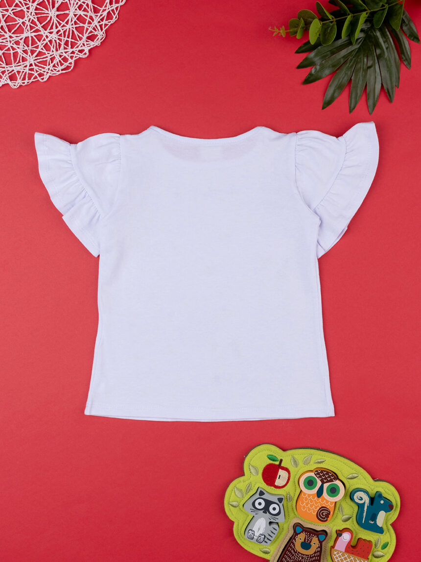 T-shirt bianca mezze maniche bambina jersey - Prénatal