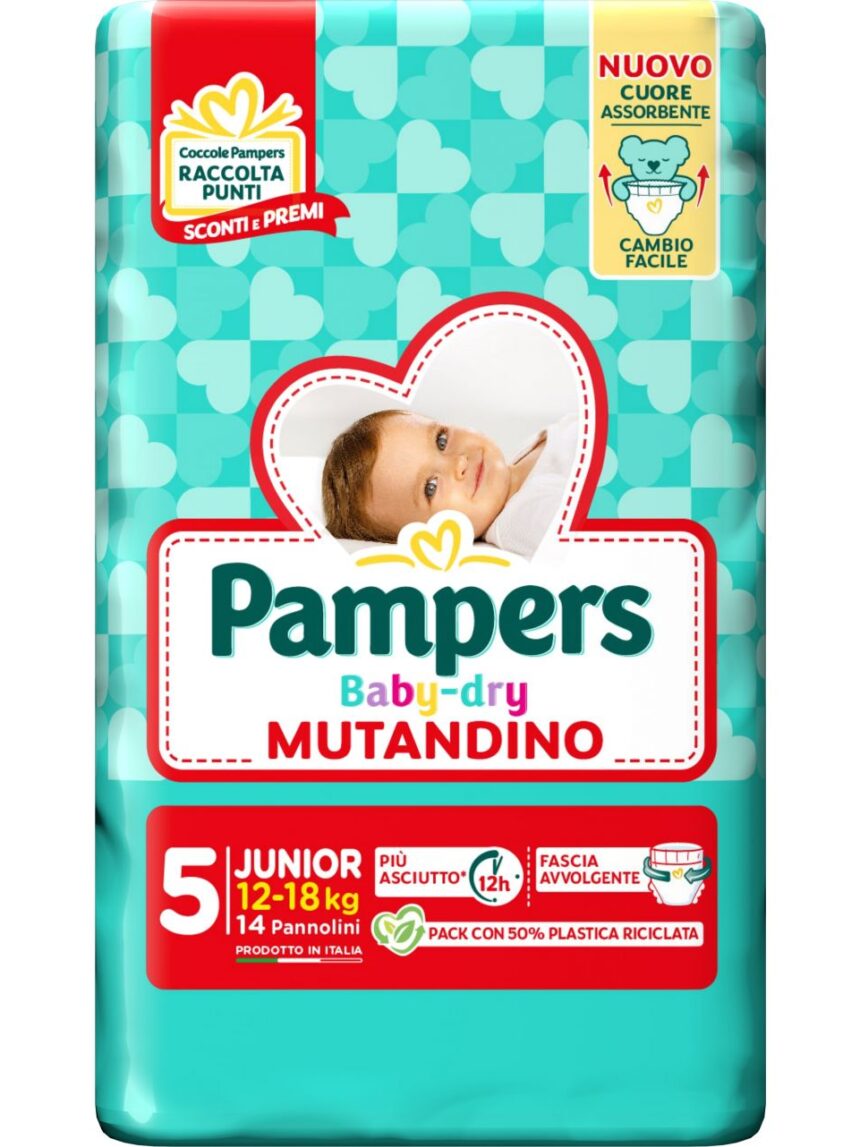 Pampers baby dry mutandino tg.5 junior 12-18 kg - 14 pz - Pampers