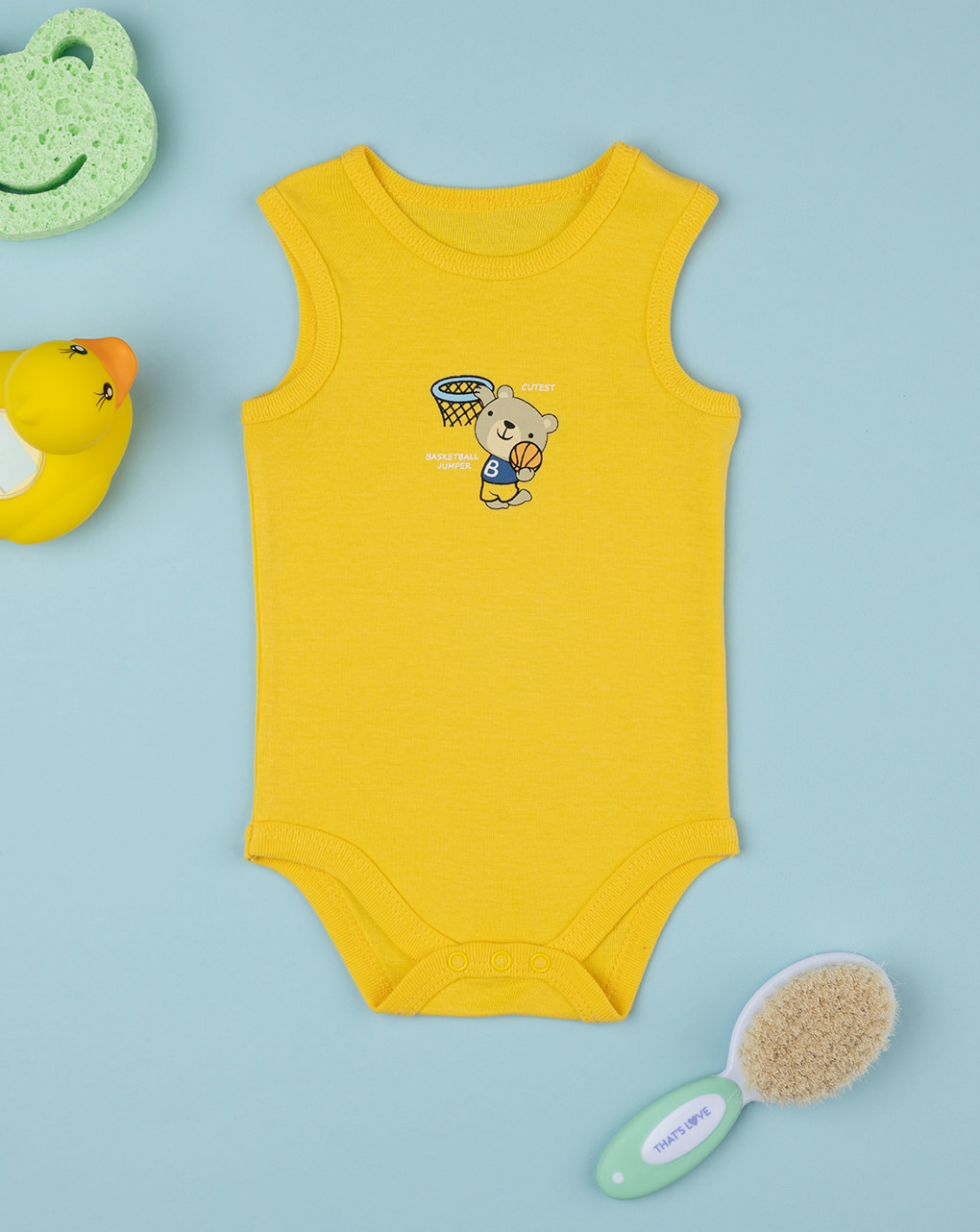 Body spalla larga neonato con stampa giallo