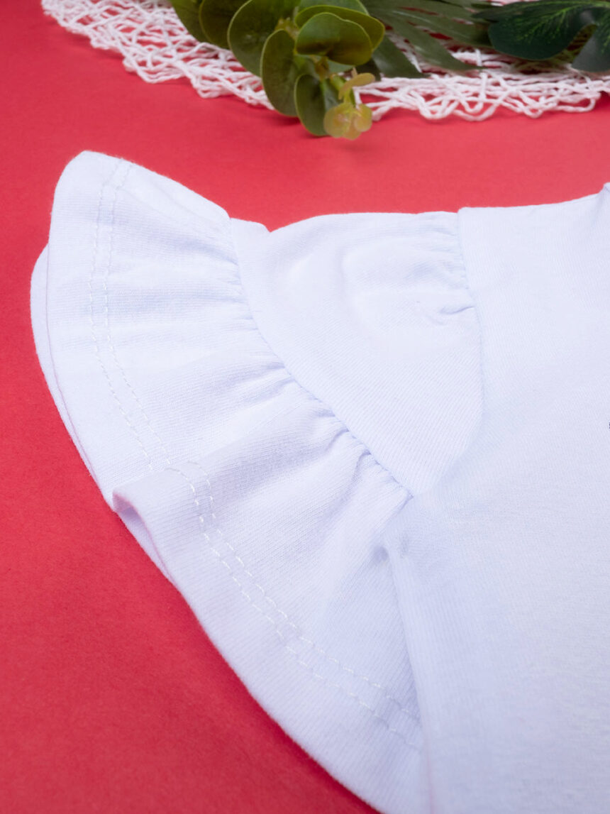 T-shirt bianca mezze maniche bambina jersey - Prénatal