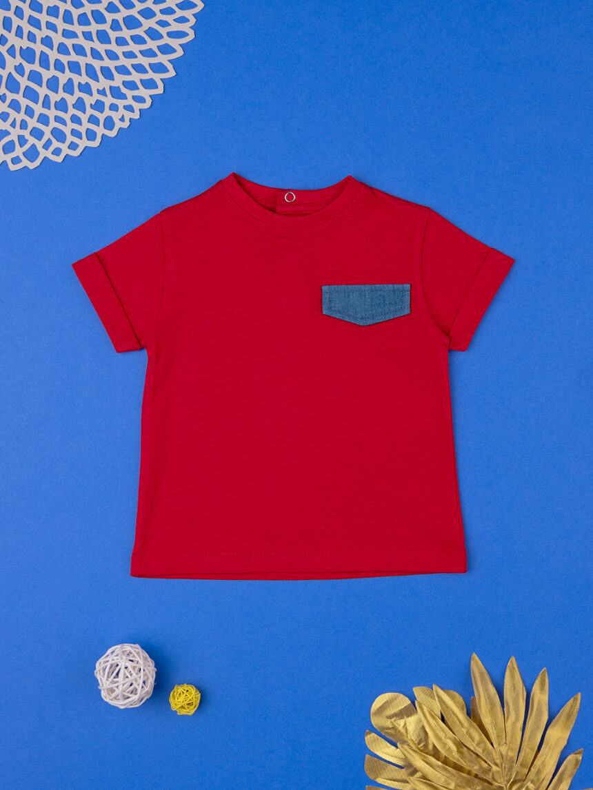 T-shirt bambino maniche corte taschino chambray - Prénatal