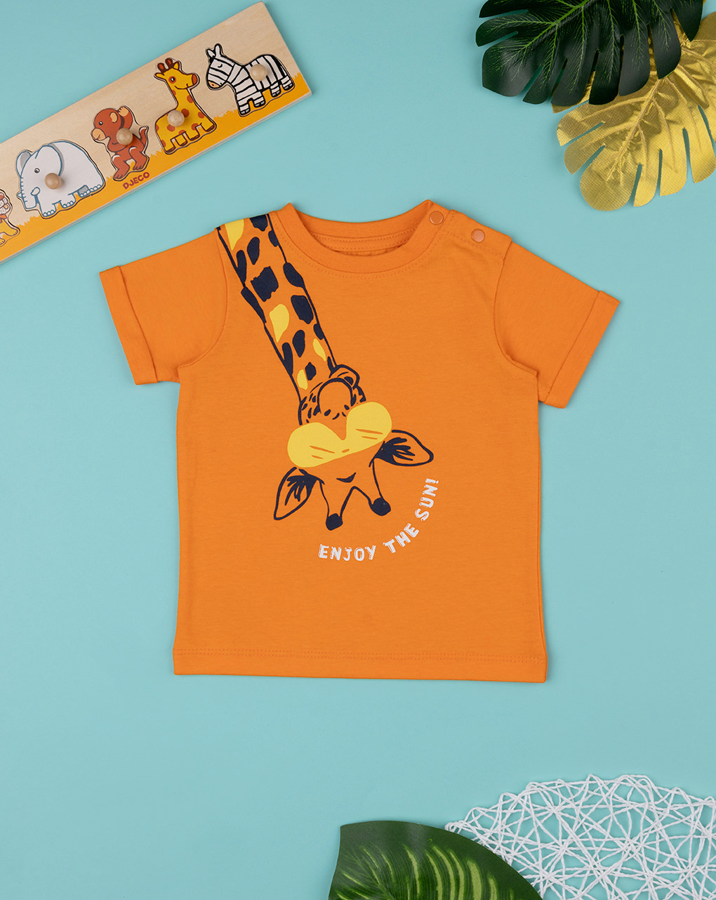 T-shirt bambino arancione con stampa giraffa - Prénatal