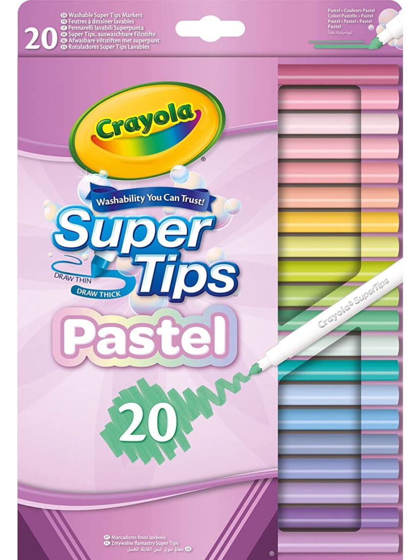 20 pennarelli lavabili supertips dai colori pastello - crayola pastel - Crayola