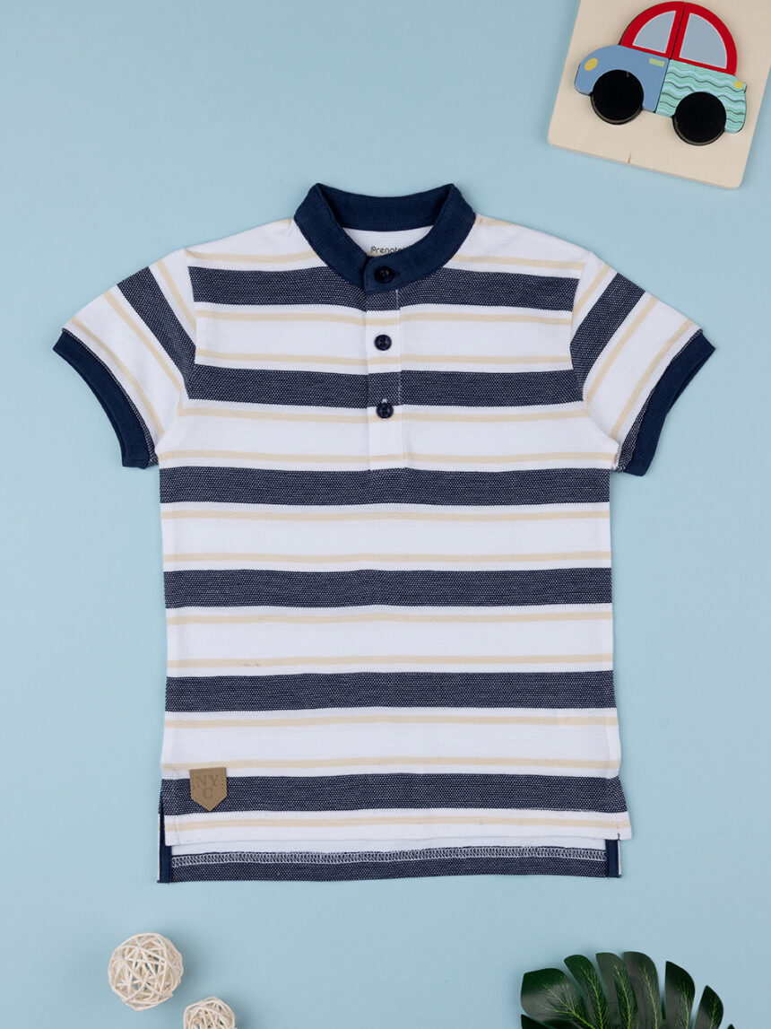 Polo maniche corte bambino piquet regata elegant - Prénatal