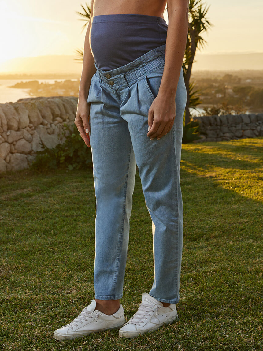 Jeans premaman con pinces e fascia alta in vita - Prénatal