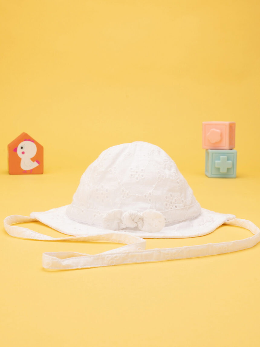 Cappello neonata bianco sangallo - Prénatal
