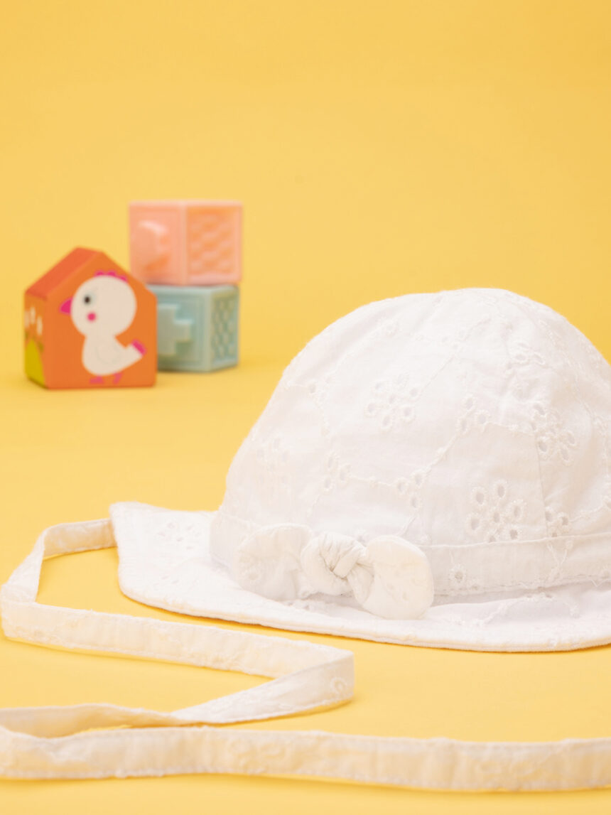 Cappello neonata bianco sangallo - Prénatal