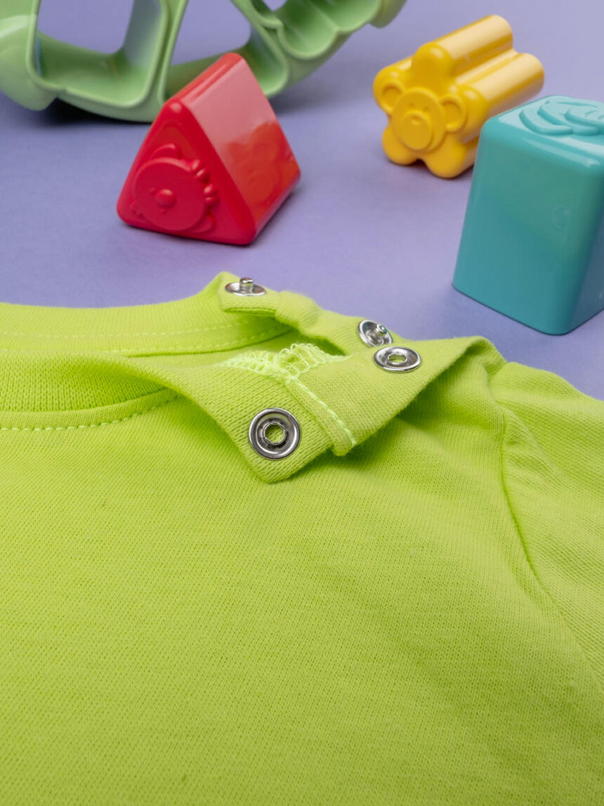 T-shirt bimbo mezza manica verde con stampa camaleonte - Prénatal