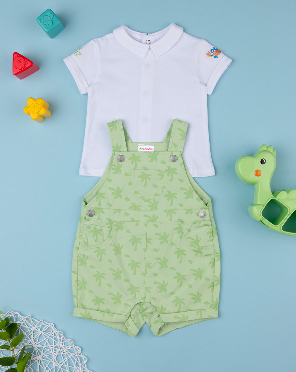 Completo corto neonato maglia + salopette - Prénatal