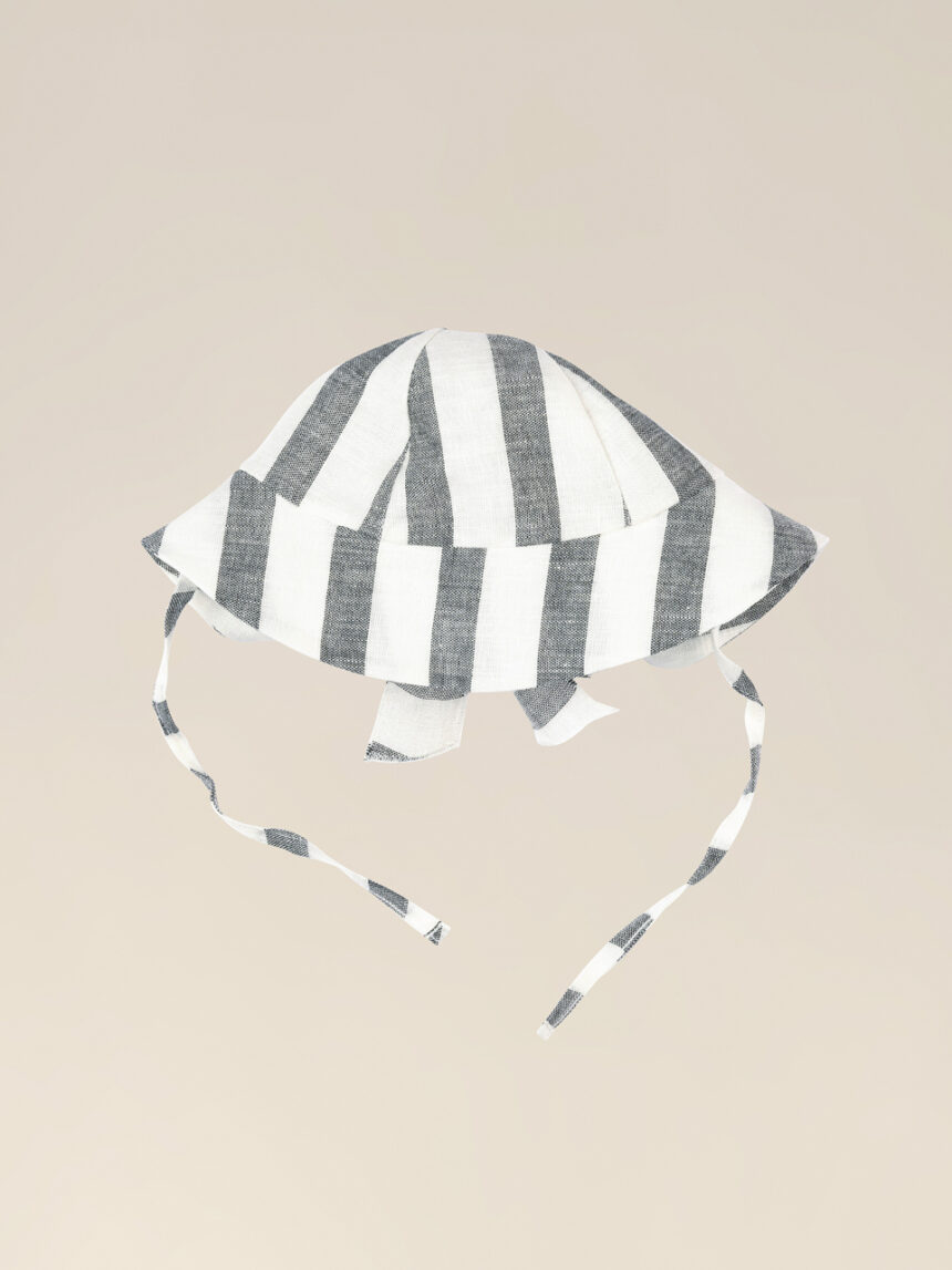 Cappello per neonata a righe in lino - Prénatal