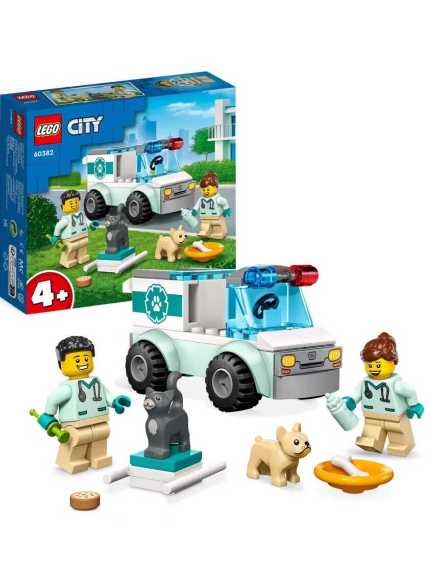 Furgoncino di soccorso del veterinario con ambulanza giocattolo e 2 minifigure - lego city - LEGO