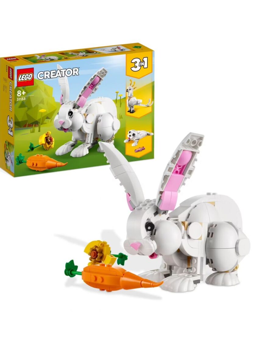Set coniglio bianco 3in1 con coniglietto foca e pappagallo - lego creator - LEGO