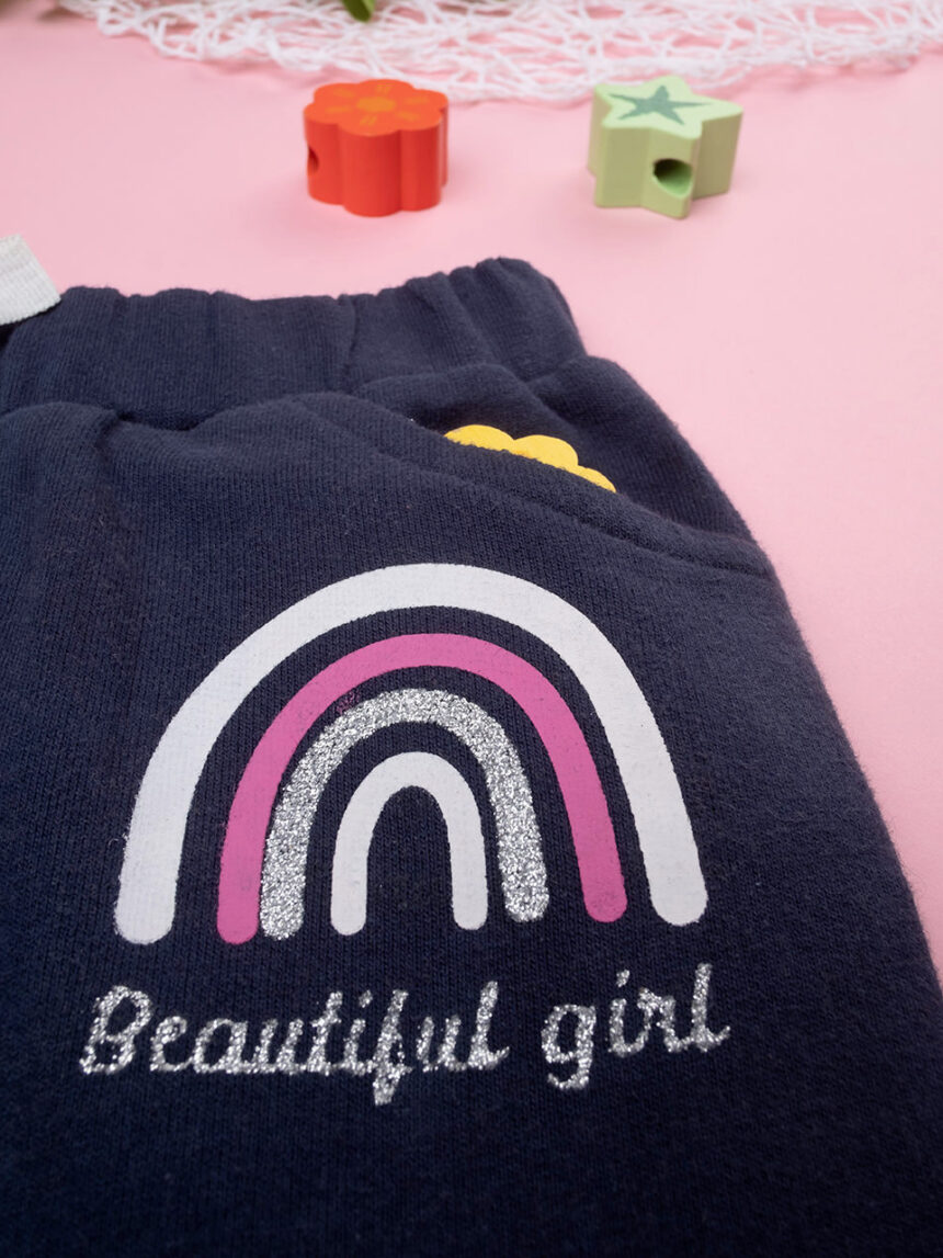Pantalone bambina in felpa blu scuro - Prénatal