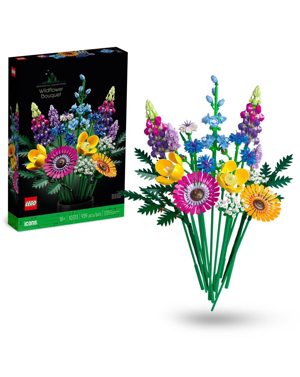 Bouquet fiori selvatici finti con papaveri e lavanda artificiali 10-313  - botanical collection - lego icons