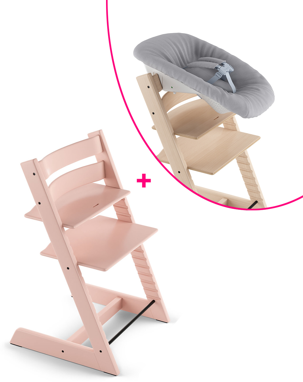 Stokke® tripp trapp serene pink + newborn set a un prezzo speciale