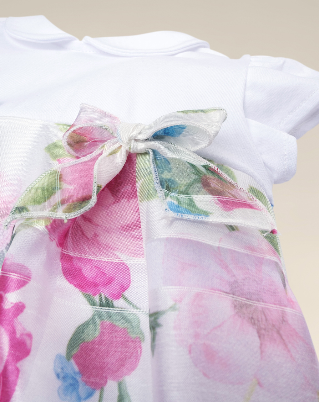Pagliaccetto per neonata in tessuto devoré a fiori - Prénatal