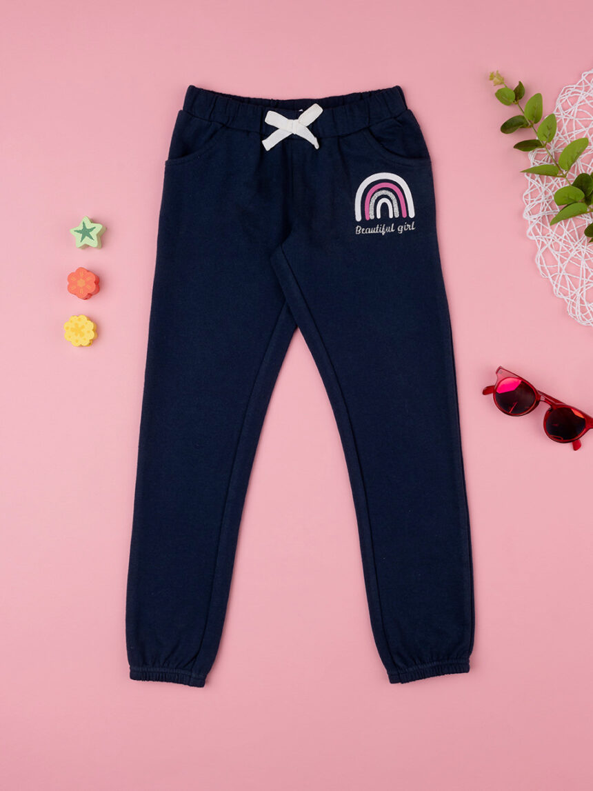 Pantalone bambina in felpa blu scuro - Prénatal