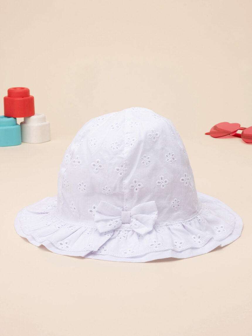 Cappello bimba bianco sangallo - Prénatal