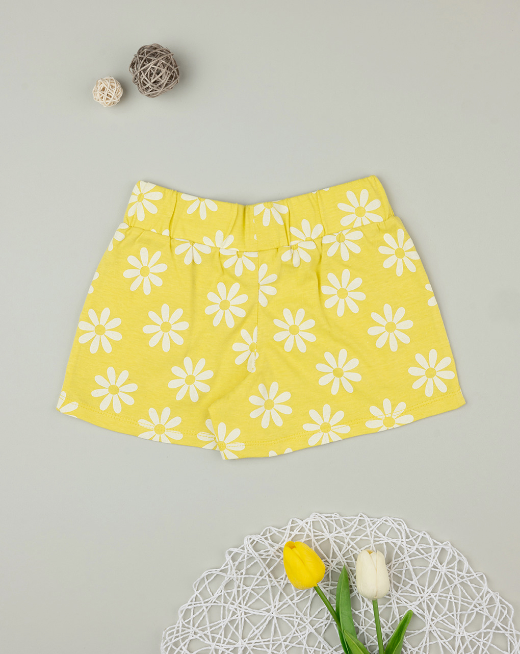 Shorts bambina giallo allover fiori - Prénatal