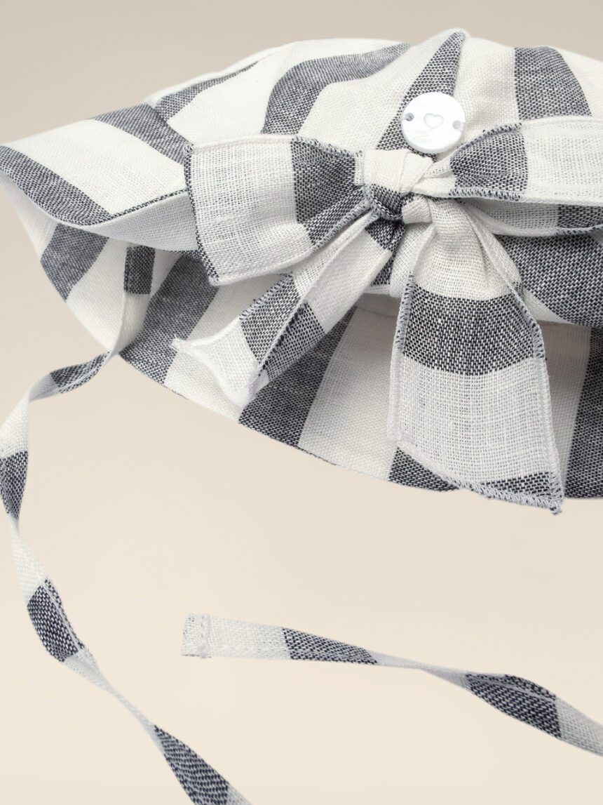 Cappello per neonata a righe in lino - Prénatal