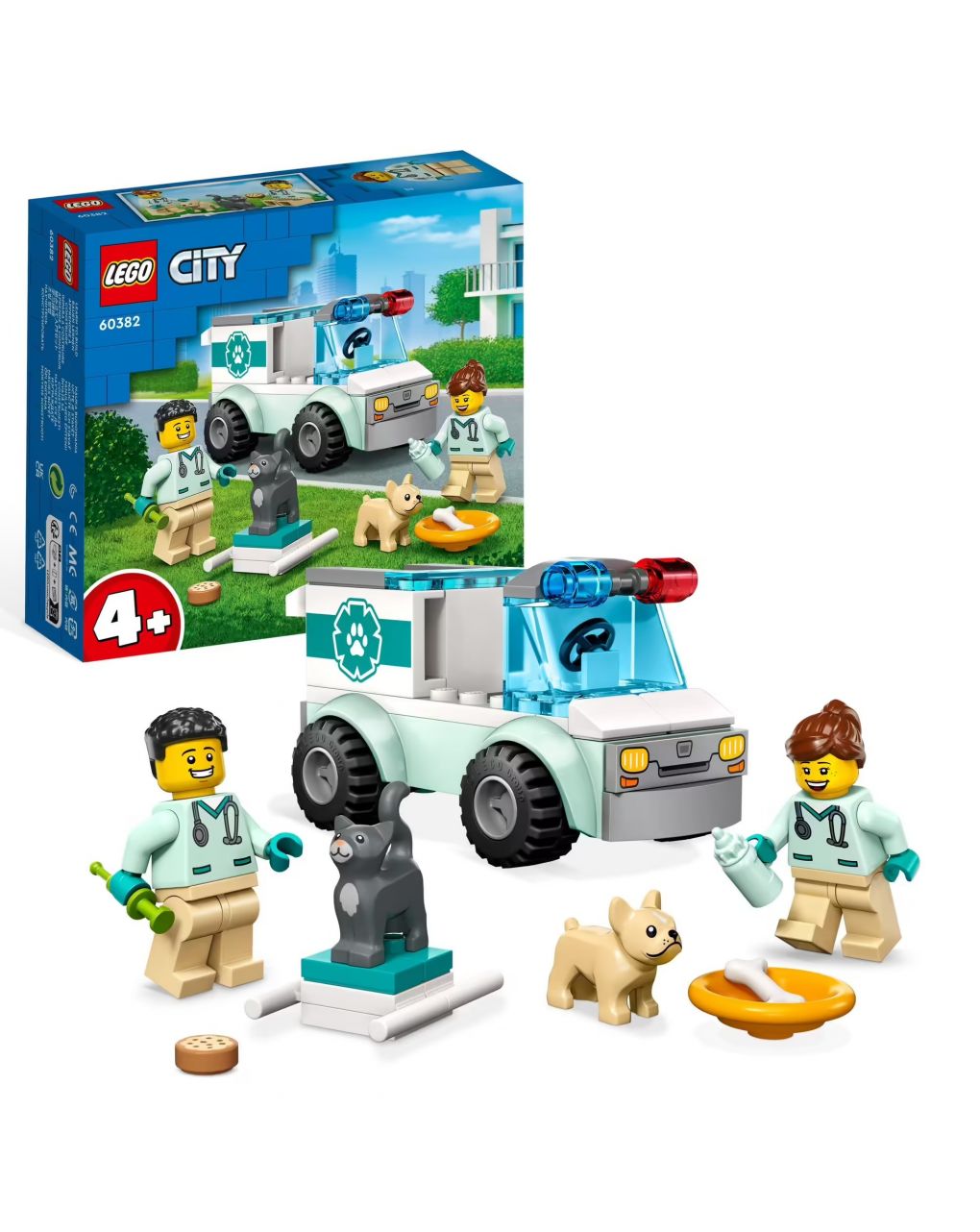 Furgoncino di soccorso del veterinario con ambulanza giocattolo e 2 minifigure - lego city - LEGO