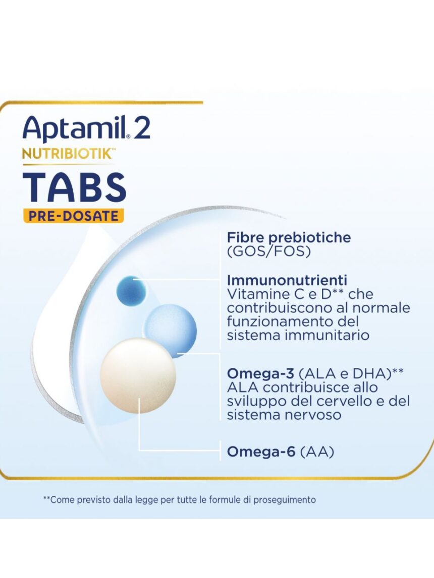 Nutribiotik tabs 2 pre-dosate - latte di proseguimento in tabs 6-12 mesi - 21 bustine (105 tabs) - aptamil - Aptamil