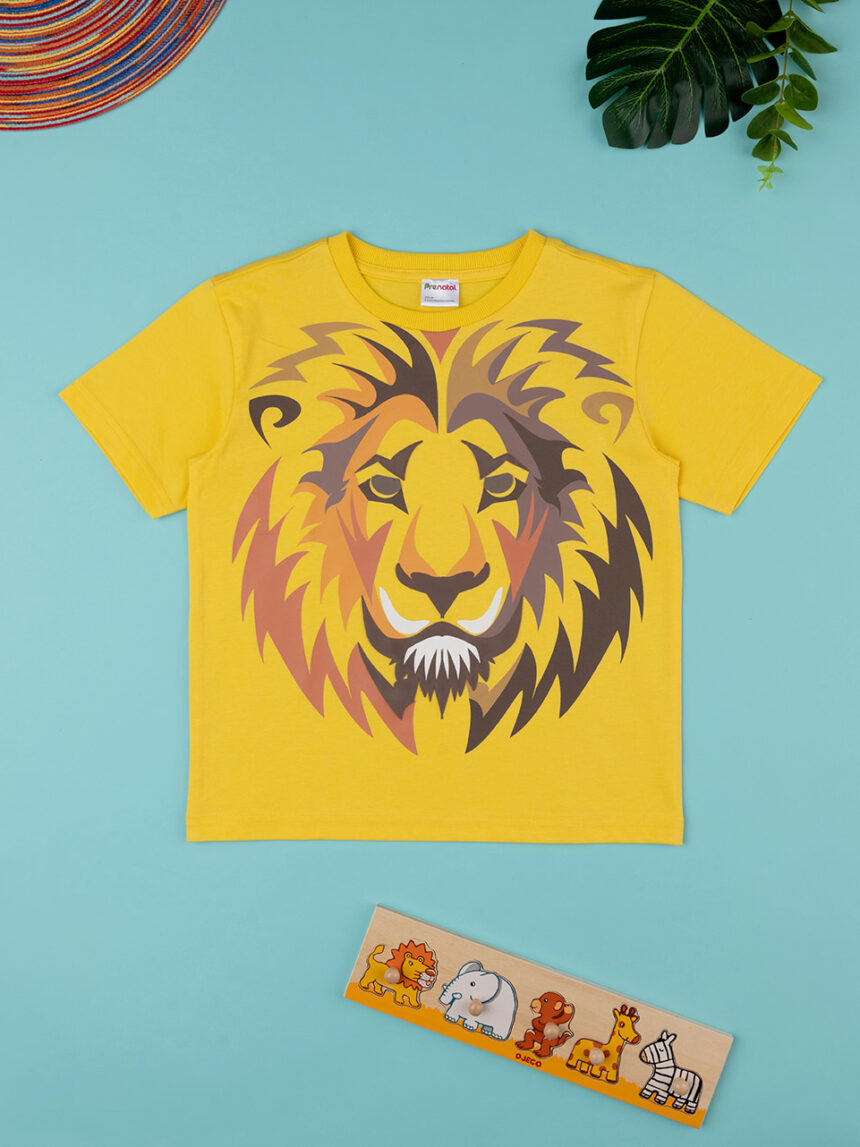 T-shirt gialla mezza manica da bambino "leone" - Prénatal