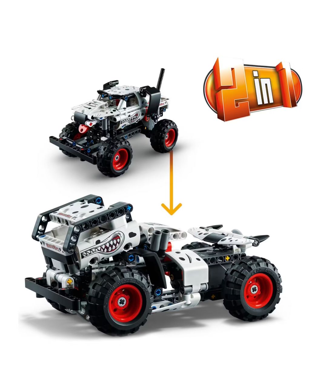 Monster mutt monster jam dalmata - set 2 in 1 con pull-back - auto offroad monster truck e camion giocattolo - lego technic - LEGO