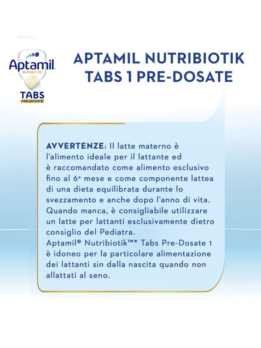Nutribiotik tabs 1 pre-dosate - latte per lattanti in tabs 0-6 mesi - 21 bustine (105 tabs) - aptamil - Aptamil
