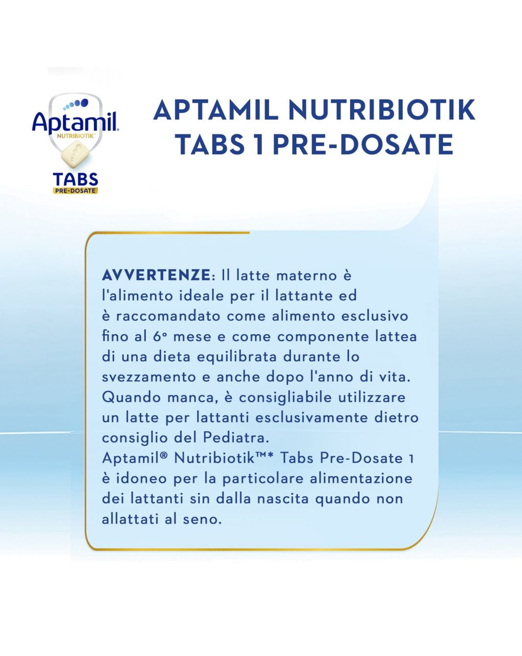 Nutribiotik tabs 1 pre-dosate - latte per lattanti in tabs 0-6