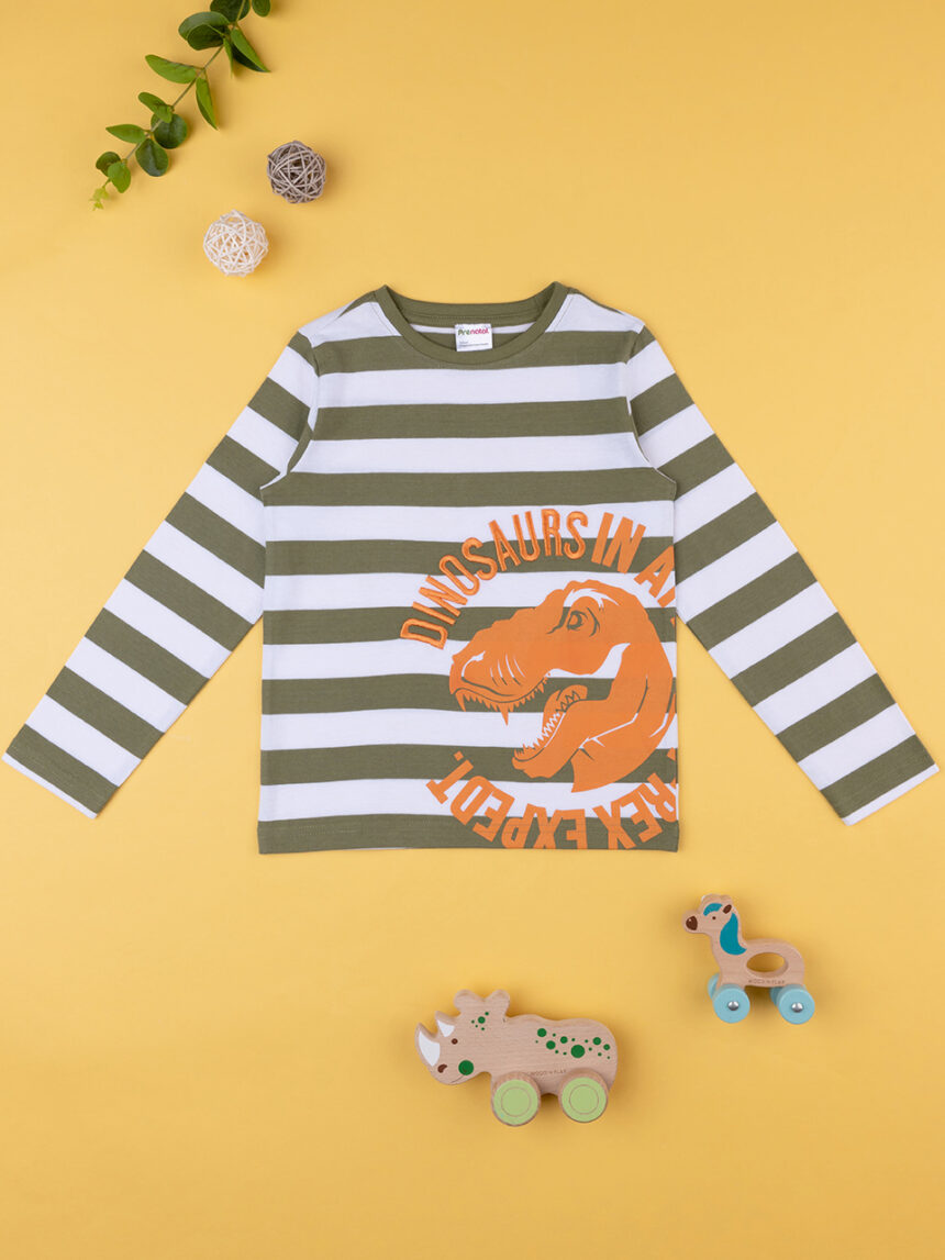 T-shirt bambino maniche lunghe rigata grigia - Prénatal