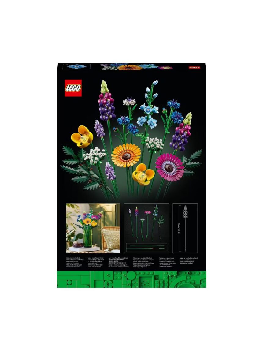 Bouquet fiori selvatici finti con papaveri e lavanda artificiali 10-313  - botanical collection - lego icons - LEGO Icons