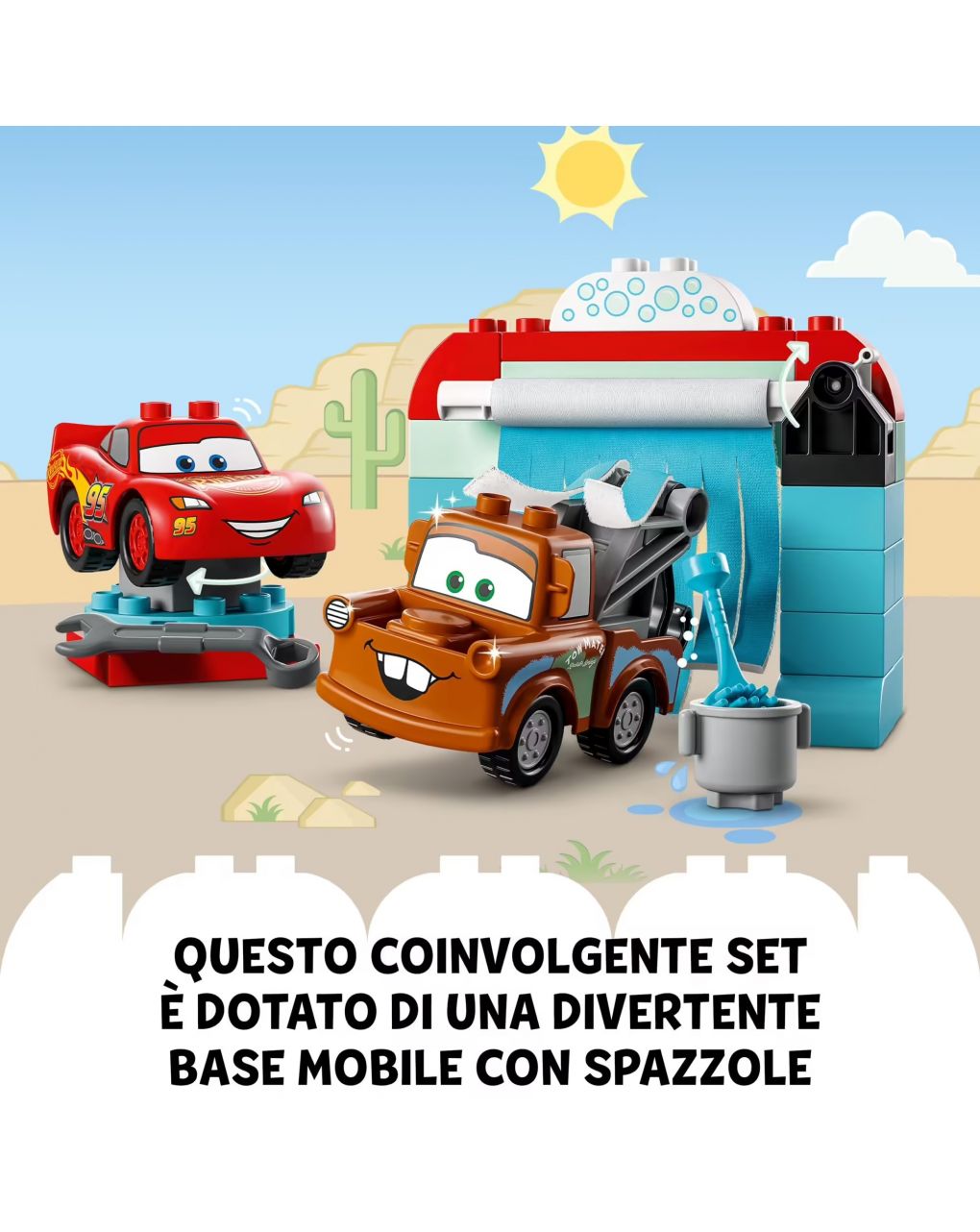 Disney pixar cars -  divertimento all’autolavaggio con saetta mcqueen e cricchetto - lego duplo - Duplo