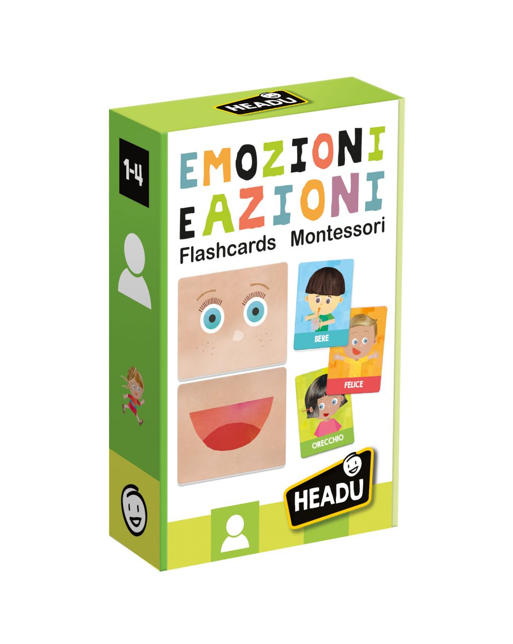 Flashcards montessori emozioni e azioni. per sviluppare autonomia e personalità 1/4 anni - headu