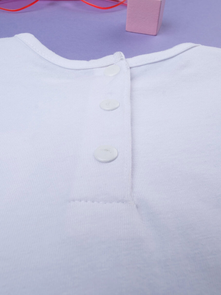 T-shirt bianca bimba manica corte passamaneria - Prénatal