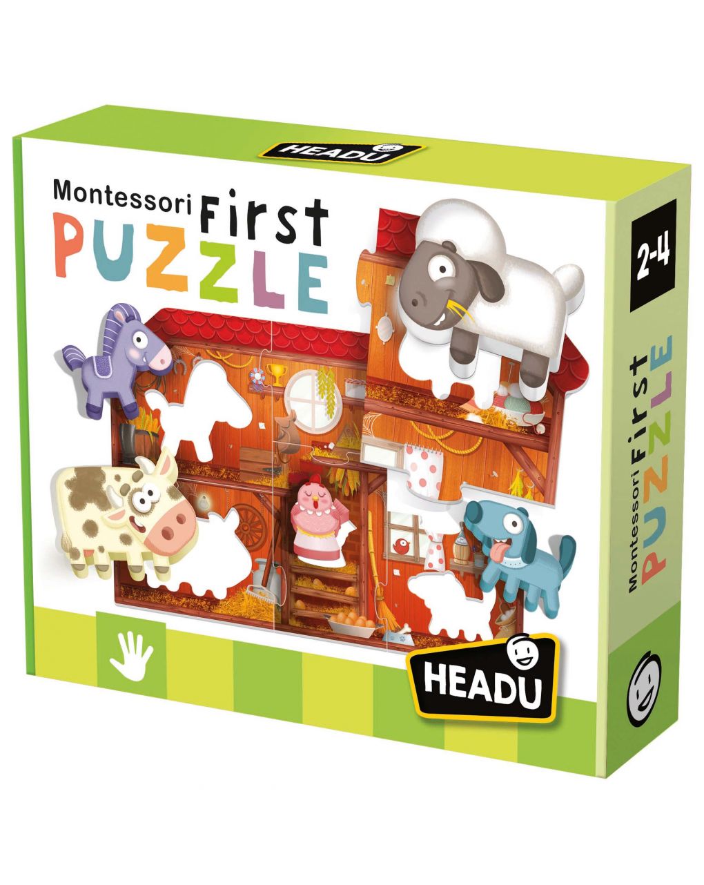Montessori first puzzle the farm. un gioco per la coordinazione sensoriale 2/4 anni - headu - Headu