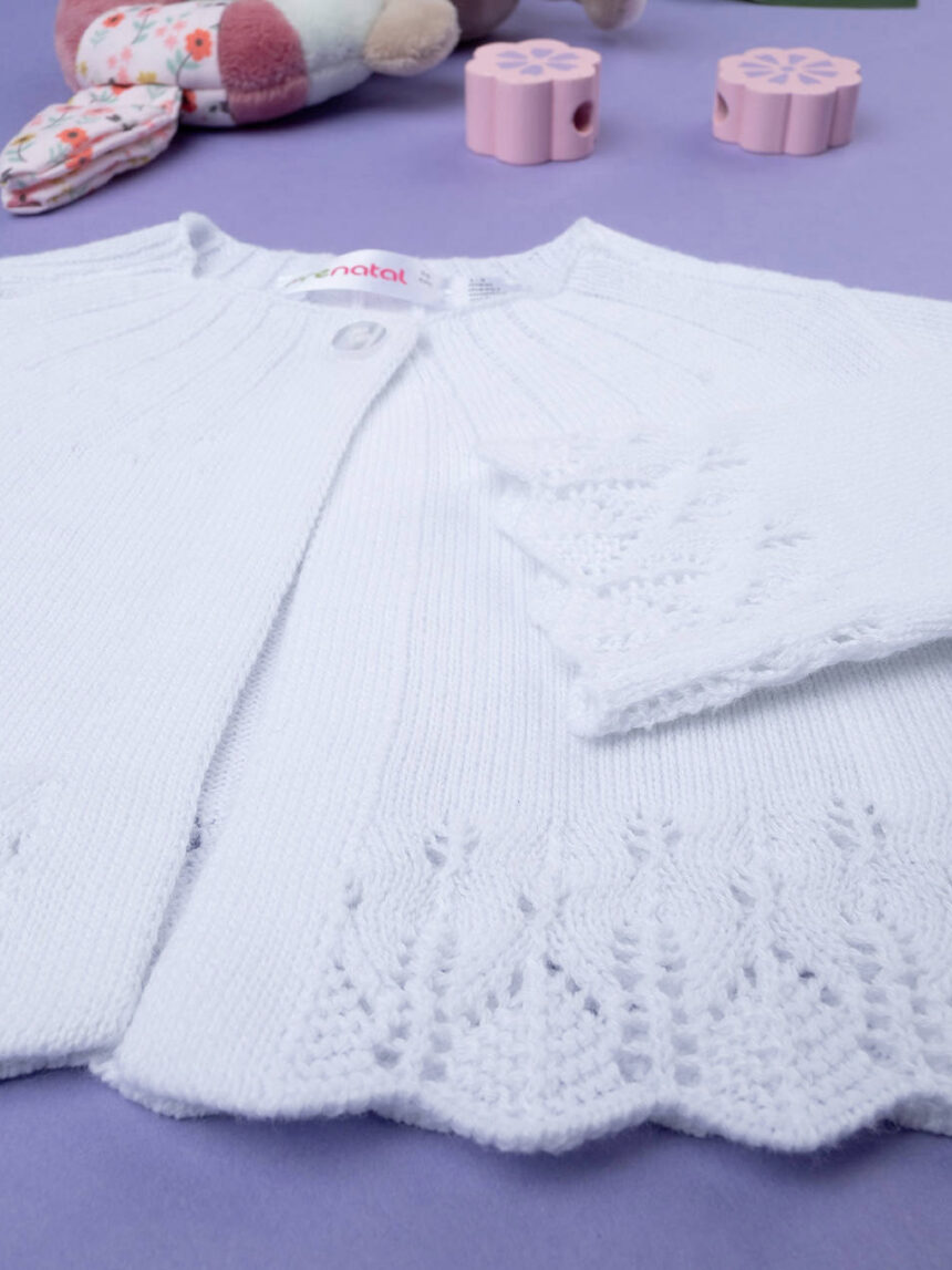 Cardigan tricot bimba bianco ricamato - Prénatal